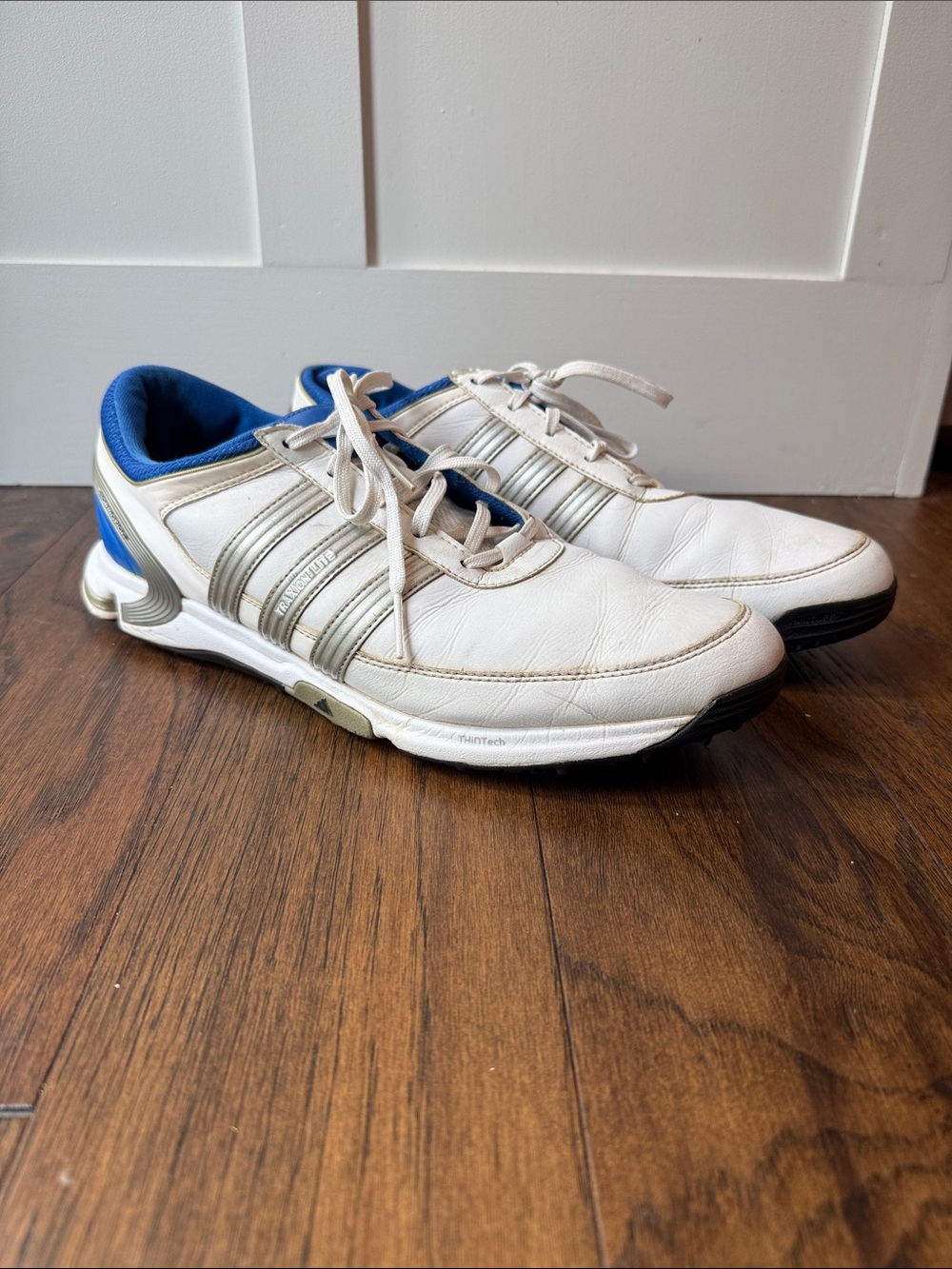 adidas White and Blue Men's Golf Shoes